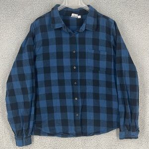 Greatful Dead blue & black flannel collar button up long sleeve shirt women’s 2X